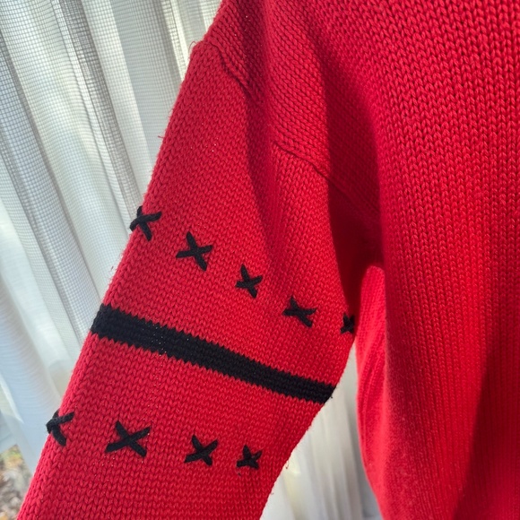 Vintage 1980s sweater, red, black, yellow oversized top, Michel Sport 12/14 (L) - Picture 6 of 10